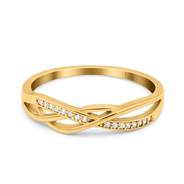 14K Yellow Gold Round Infinity Twisted Half Eternity Simulated CZ Wedding Engagement Ring Size-7